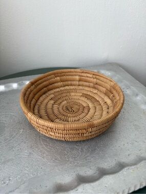 Handwoven Rattan Decorative Bowl - Natural Tan